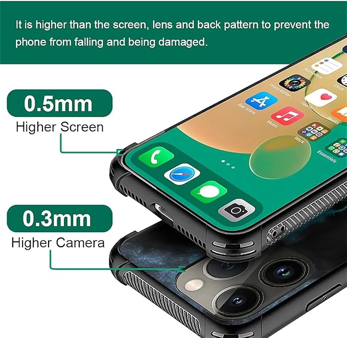 for iPhone 13 Pro Max Case, Blue Breathing Wolf Pattern Graphic Design Girl Boy Soft Silicone Hard Acrylic Shock Protection for iPhone 13 Pro Max