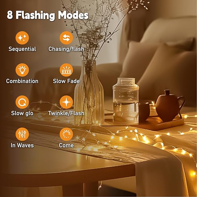 HXWEIYE Rechargeable Fairy Lights Battery Operated, DIY Timer & 8 Modes, 2 Pack 16FT 50LED Twinkle String Lights Indoor, Led mini Lights for Bedroom Wedding Dorm Christmas Tree Decor (Warm White)