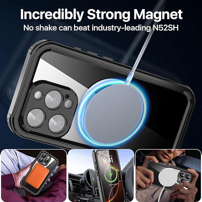 AICase Waterproof Case for iPhone 16 Pro Max(6.9") with MagSafe Snowproof,Dustproof and Shockproof,IP68 Certified Real 360 Full Body Protection Fully Sealed Underwater Cover for iPhone 16 ProMax