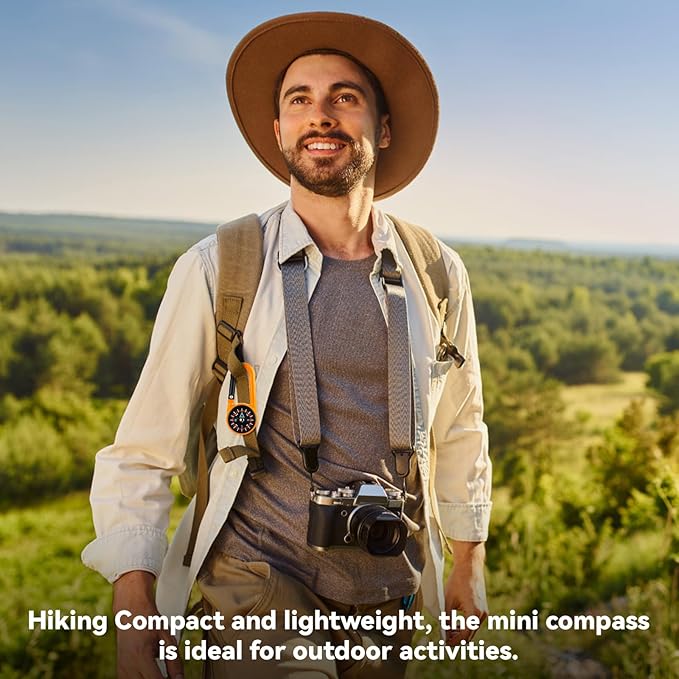 12 PCS Compass Keychain, Small Pocket Magnetic Keychain Compass Colorful Survival Hiking Mini Compasses for Outdoor Camping Hiking Backpacking Accessory Party Favors
