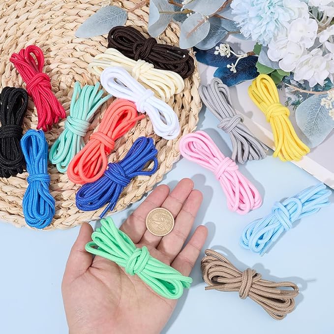 32 Strands 16 Colors 4mm Paracord Keychain Rope Keychaincord 105 FT Polyester Multifunction Rope String Shoelace Cord for Keychain Making Lanyard Purse Handbag Decoration Accessories DIY