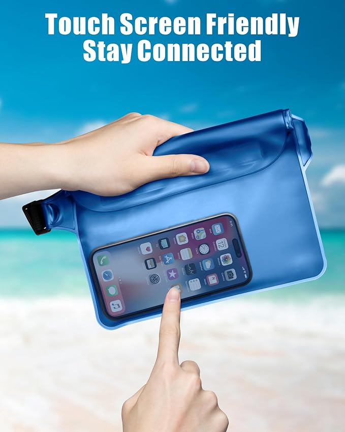 F-color Waterproof Fanny Pack - Cruise Essentials 2026 - Waterproof Pouch with Adjustable Waist Strap, Triple Zipper Roll-Top Dry Bag for Phone, Keep Passport Valuables Dry for Beach Kayaking Boating