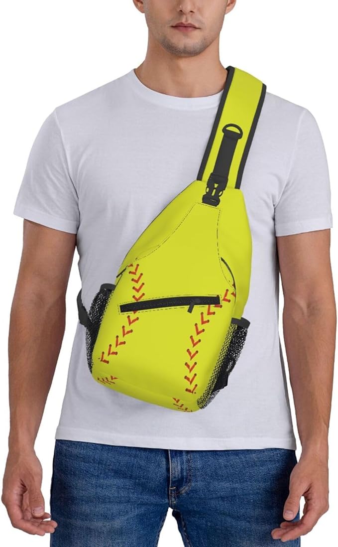 Softball Sling Bag For Women Men Fashion Backpack Crossbody Softball Shoulder Bag Sling Backpack Chest Bag Travel Hiking Casual Sport Daypack