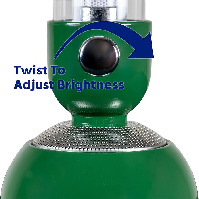 Rechargeable 3-in-1 Camping Lantern with Bluetooth Speaker, Essential Oil Diffuser, Dimmable with Tactile Knob, 1800K/2200K/2700K Tone Options, Classic Lantern Style with Rustic Green