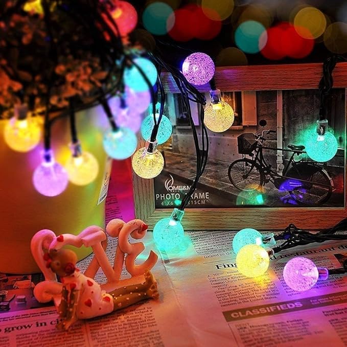 Toodour Solar String Lights Outdoor, 56ft 100 LED Globe String Light with 8 Mode, Waterproof Crystall Ball Lights Solar Patio Lights for Garden, Lawn, Patio, Gazebo, Yard, Outdoor Decor - Multicolor