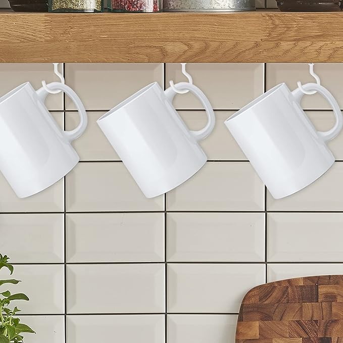 Cup Screw Hooks,1 inch Vinyl Coated Ceiling100 Pack Screw in Hooks Plant Hanger Wind Chimes Kitchen Cup Hooks Great for Hanging Indoor & Outdoor Use(White)
