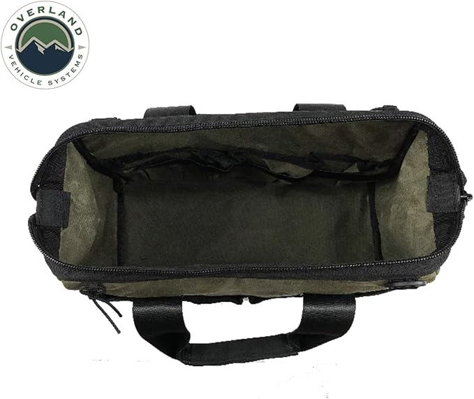 Overland Vehicle Systems All Purpose Tool Storage Bag - #16 Waxed Canvas - Infused with Paraffin Wax Waterproofing - Storage for Tools, Recovery Gear, and about anything