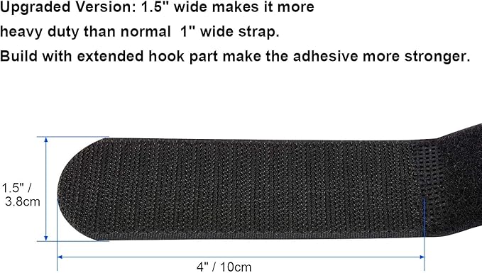 1.5 x 24 Inch Hook and Loop Cable Tie, 12 Pack Heavy Duty Adjustable Fastening Adhesive Cinch Strap with Plastic D-ring Buckle, Multi-Purpose Reusable Cord Organizer by Cacturism