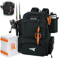 KastKing Bait Boss Fishing Tackle Backpack with Rod Holders-4 Tackle Boxes-Rain Cover,45/43L Large Storage for Fishing Gear