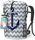 Waterproof Dry Bag Heavy Duty Marine Dry Bags for Kayaking Hiking Anchor Nautical Navy Blue Gray Striped Backpack Roll-Top Closure Bag - Backpack Waterproof Phone Case 35L/55L/85L