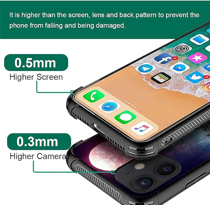 for iPhone 12 Mini Case, Star Two Wolfs Howling Pattern Graphic Design Girl Boy Soft Silicone Hard Acrylic Shock Protection for iPhone 12 Mini