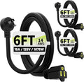 Vockjour 6 FT 3 Pack Black Low Profile Flat Plug 14 Gauge Heavy Duty Extension Cord, 14AWG 3-Wire Grounded Appliance Extension Cord, 15A/125V/1875W SJTW ETL Listed Power Cord