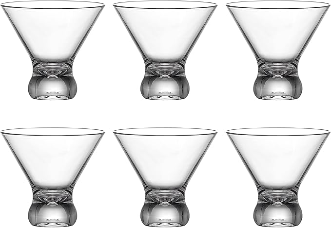 Amazing Abby - Olivia - 10-Ounce Plastic Stemless Martini Glasses (Set of 6), Reusable Cocktail Glasses, BPA-Free, Shatter-Proof, Dishwasher-Safe, Perfect for Poolside, Outdoors, Camping, and More