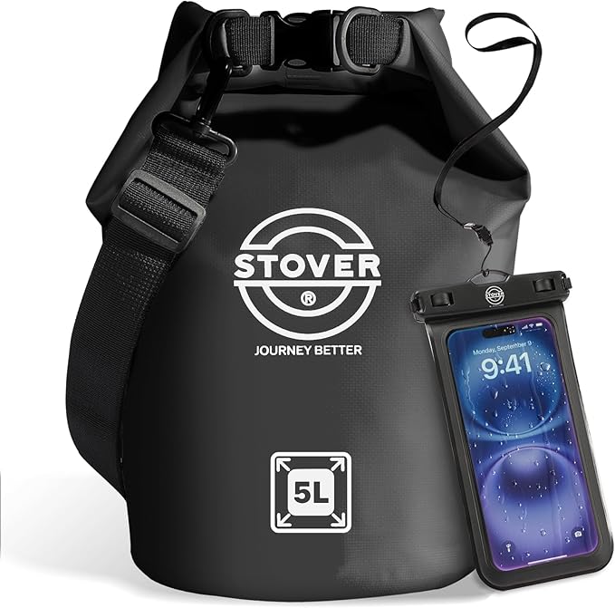 STOVER 5/10/25/30/40/55L Waterproof Dry Bag- Roll-Top Backpack w/Phone Case- Kayaking, Hiking, Camping, Boating- Men/Women