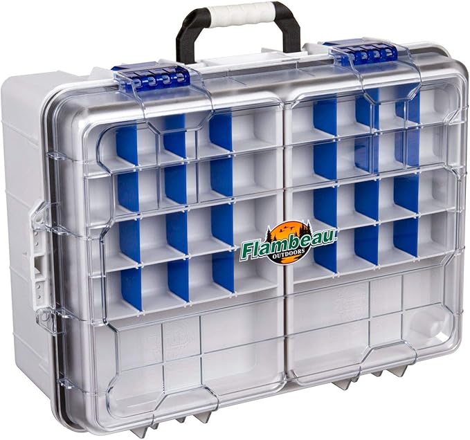 Flambeau Outdoors 4000WPNC Waterproof Satchel 4000, Portable Waterproof Tackle Box with Trays, Gray/Clear (18.71" L x 13.58" W x 7.58" D)