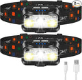 LHKNL Headlamp Rechargeable, Lumen Super Bright Motion Sensor Head Lamp Flashlight,2-Pack Waterproof LED Headlight with White Red Light,8 Modes Head Lights for Camping Cycling Running Fishing