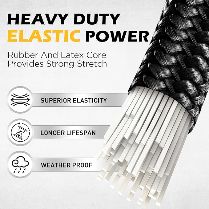6 Piece 12 Inch Carabiner Bungee Cords with Hooks, Heavy Duty Outdoor Bungee Cords with Carabiner Hooks, 6" Nylon Cable Ties, UV & Weather Resistant