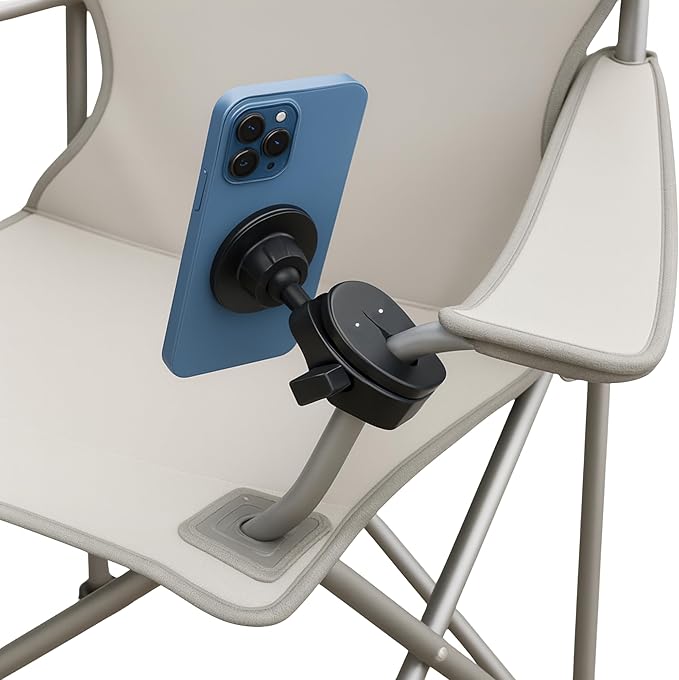 Maxby Camping Chair Phone Holder, MagSafe Compatible Magnetic Phone Mount Clamp for Chair Armrest Tubes, 360° Viewing, Folding & Beach Chairs, Sidelines