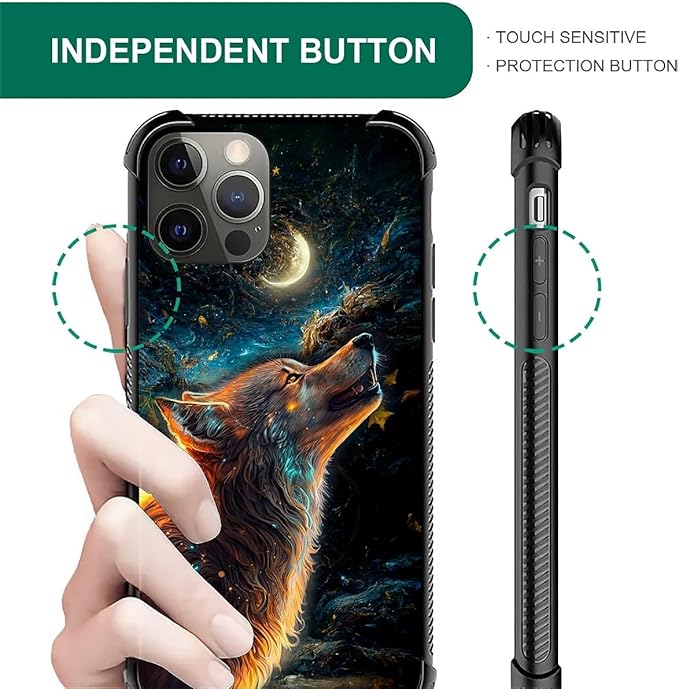 for iPhone 11 Pro Case, Star Cave Hungry Wolf Pattern Graphic Design Girl Boy Soft Silicone Hard Acrylic Shock Protection for iPhone 11 Pro
