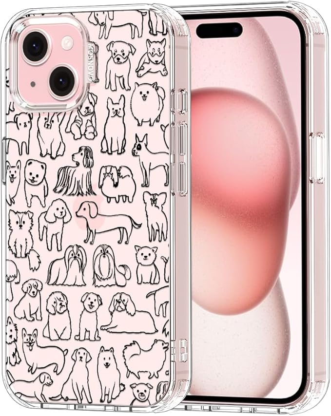 MOSNOVO Case for iPhone 15 Plus/iPhone 14 Plus, [Buffertech 6.6ft Military-Grade Drop Protection] [Anti Peel Off Tech] Clear TPU Bumper Phone Case Cover Design - Doodle Dog