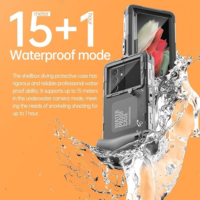 Hllhunkhe Universal Underwater Phone Case for Snorkeling, Professional Diving Waterproof Phone Case for iPhone 7-17 Pro/Pro Max/Plus/Mini, Galaxy S10-S25 Ultra/Plus and Most Phones,Black