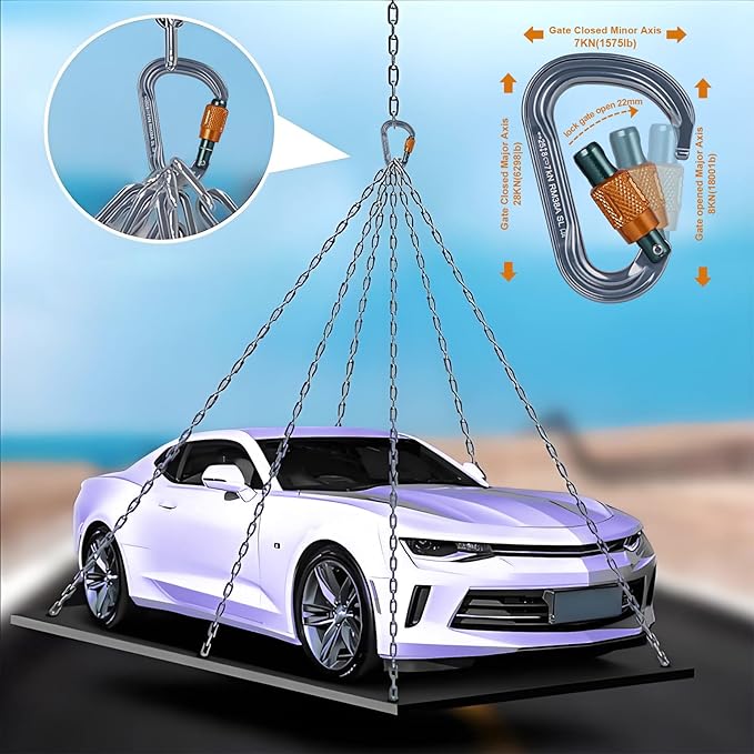 SOB Heavy Duty Steel Carabiner Clips -Auto Locking Climbing Carabiner, Industrial Strength Climbing Hooks for Keychains, Outdoor Gear, Backpacks, Hiking & Camping