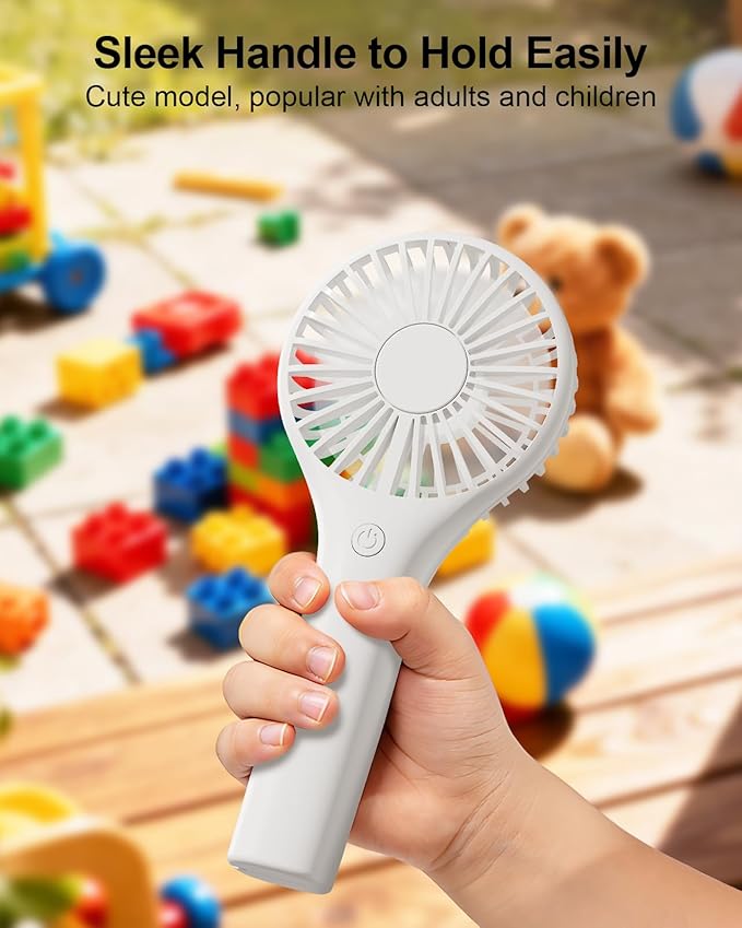 TriPole Handheld Fan Mini Portable Fan with 3 Speeds, Powerful Personal Battery Hand Held Fan for Travel Trip Outdoor Concerts, Cute Small Rechargeable Lash Fan for Makeup Skincare Drying, White