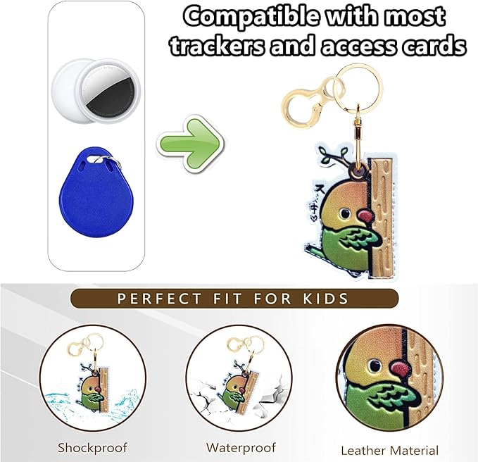 Leather Keychain Holder Case Compatible with AirTag,Cute air tag Cover with Keychain Ring,GPS Tracker Case for Keys