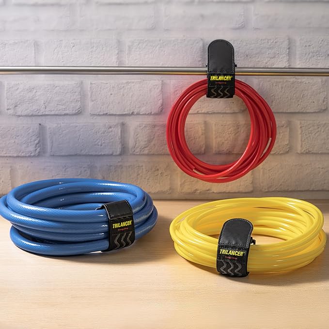 Trilancer Elastic Cinch Straps with Anti-Slip Strips, 12 "x 2"(8 Pack) Heavy Duty Multipurpose Hook and Loop Straps for Extension Cords, Cables, Ropes, Hoses, Bike, Pant Garters