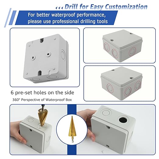 NineLeaf Junction Box, Waterproof Electrical Box IP66 Water Resistant Dustproof ABS Plastic Project Enclosure for Electronics, External Size 4.2 x 4.2 x 2.3 inch (107 x 107 x 58 mm),4PK