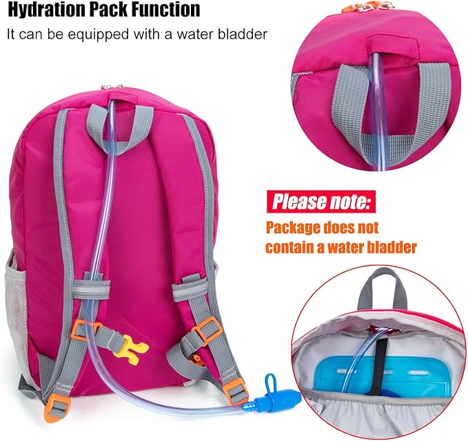IVYGREEN Little Kids Hiking Backpack for Boys or Girls, Small Daypack for Camping or Travel (Rose, Medium)