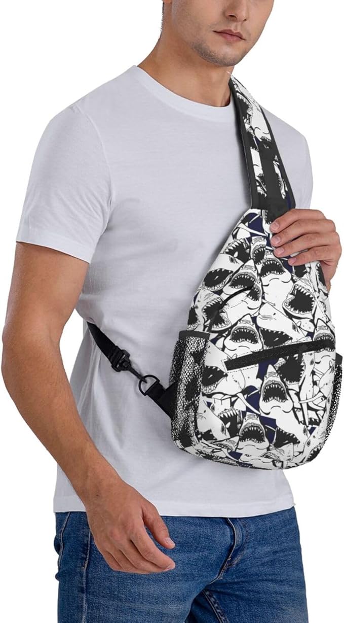 Shark Sling Bag For Women Men Fashion Backpack Crossbody Shoulder Bag Sling Backpack Chest Bag Travel Hiking Casual Sport Daypack