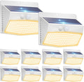 Peasur Solar Lights Outdoor Motion Sensor [10 Packs] Security Light with 3 Lighting Modes Wall Lights Waterproof Solar Powered Lights for Garden Fence Yard,White Warm