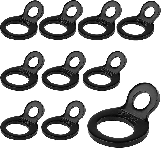 Tie Down Strap Rings Dirt Bike Stainless Steel Multi-Purpose Tie Down Anchor Strapping Hooks for Mounting in The Garage, Work Shop, Truck, Trailer, Golf Cart, Fence Black (10-Pack)