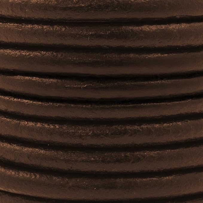 Mandala Crafts Round Genuine Dark Brown Leather Cord for Jewelry Making – 5mm Cowhide Leather Rope String Lace for Kumihimo – 4.4 Yards Cowhide Craft Cording Spool