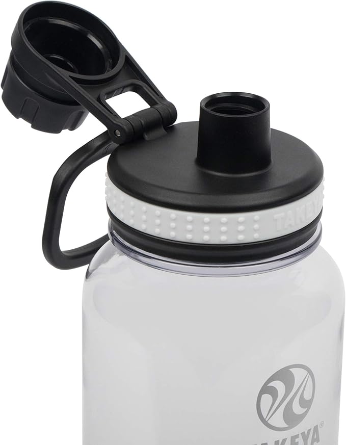 Takeya Tritan Sport Water Bottle with Spout Lid - BPA-Free & Dishwasher-Safe Water Bottle - Reusable Bottle with Lid Handle - Simple Leak-Proof Water Bottle - 32 oz, Clear