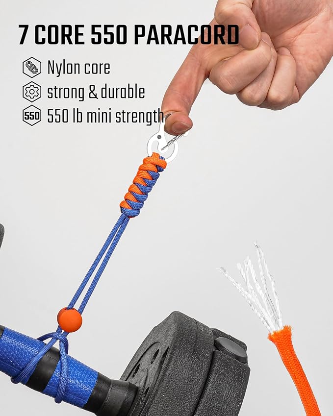 KeyUnity KC01 Braided Paracord Carabiner with Cord Lock, Keychain Phone Camera Bag Wrist Hand Strap for Daily & Outdoor