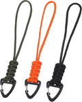 Mabor 3 Pack Paracord Lanyard with Triangle Carabiner Clip – Durable Rope Keychain for Keys, Backpack, Outdoor Survival, Camping & Gear (Black, Army Green, Orange)