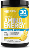 Optimum Nutrition Amino Energy Powder Plus Focus, with BCAA, Electrolytes, and Caffeine, Pineapple Twist, 30 Servings (Packaging May Vary)