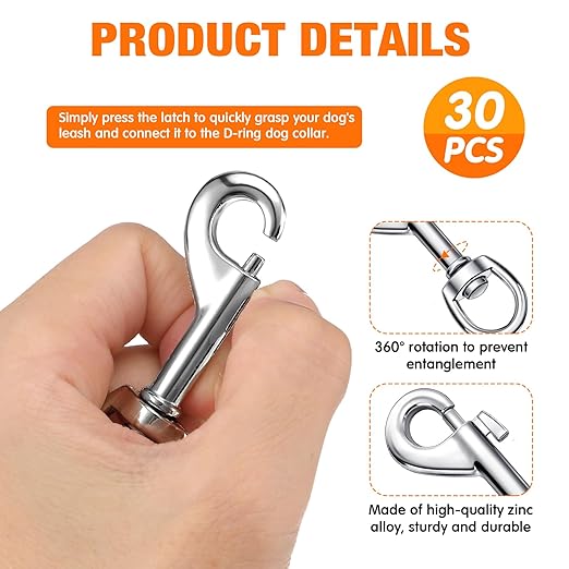 Therwen Swivel Snap Hooks - 2.76 Inch Flag Hooks, Multipurpose Bolt Snap for Keychain, Camera Strap, Pet Leash (30)