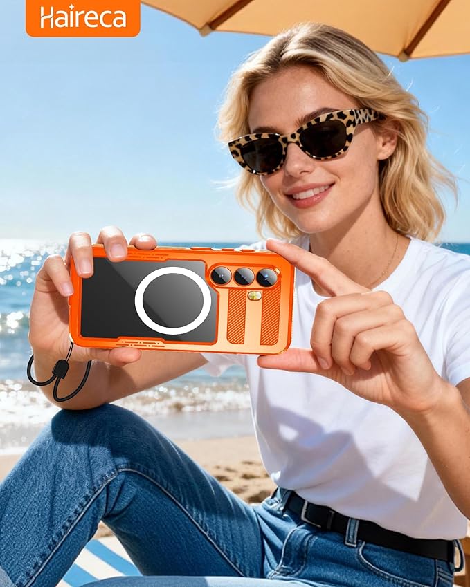 for Samsung Galaxy S26+ Plus Waterproof Case, [Fit for Magsafe] [IP68 Water Proof] [Built-in Screen Protector], Magnetic Heavy Duty Military Grade Rugged Phone Case for S 26+ Plus 6.7", Orange