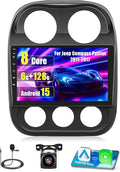 [8Core 6G+128G] Android 15 Car Radio for Jeep Compass Patriot 2010-2016 with Wireless Carplay Android Auto, 10 Inch HD Touchscreen Car Stereo with WiFi GPS Bluetooth5.0 FM/RDS 32EQ SWC