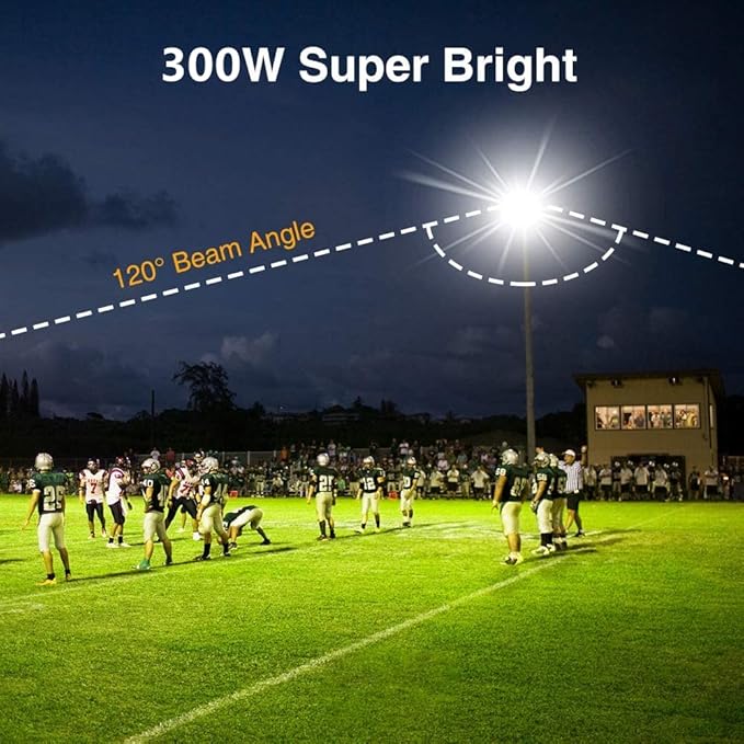 XYCN 2 pack 300W LED Flood Light(2000W Equivalent),Super Bright 42,500LM 5000K Daylight IP66 Waterproof Security Outdoor LED Arena Lights Commercial Lighting Floodlight for Backyard|Court|Stadium|Yard