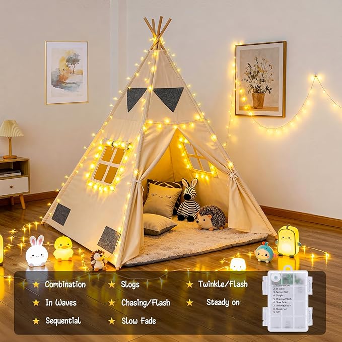 JMEXSUSS 2 Pack Battery Operated String Lights Outdoor Indoor, Total 66ft 200 LED Fairy String Lights with Remote, Warm White Battery Christmas Lights for Bedroom Holiday House Tree Porch Party Yard