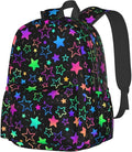 cfpolar 17 Inch Backpack Bright Neon Stars Laptop Bag Shoulder Bag School Bookbag Casual Daypack For Boys Girls