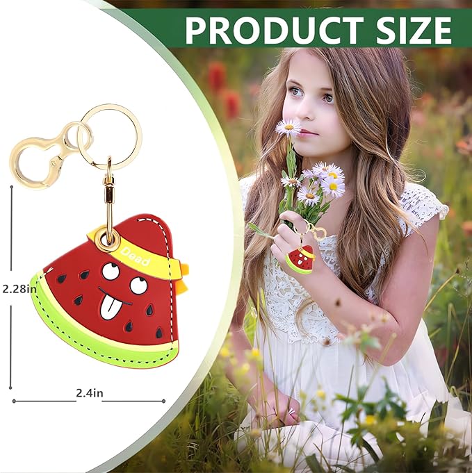 Leather Keychain Holder Case Compatible with AirTag,Cute air tag Cover with Keychain Ring,GPS Tracker Case for Keys