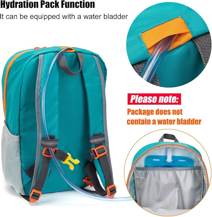 IVYGREEN Little Kids Hiking Backpack for Boys or Girls, Small Daypack for Camping or Travel (Teal blue, Small)