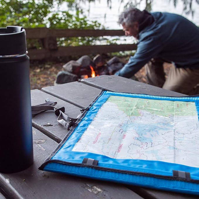 AquaQuest Trail Map Case - 100% Waterproof Document Dry Bag Holder with Clear Window & Lanyard - Black, Yellow, Orange, Blue or Green