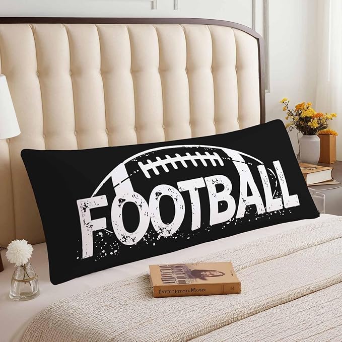Outdoor Pillows Body Pillow Cover American Football USA Soccer Lumbar Body Pillow Case Protector Body Cushion Covers Bed Body Pillowcases for Bedroom,Couch,Sofa 20"X54" Black