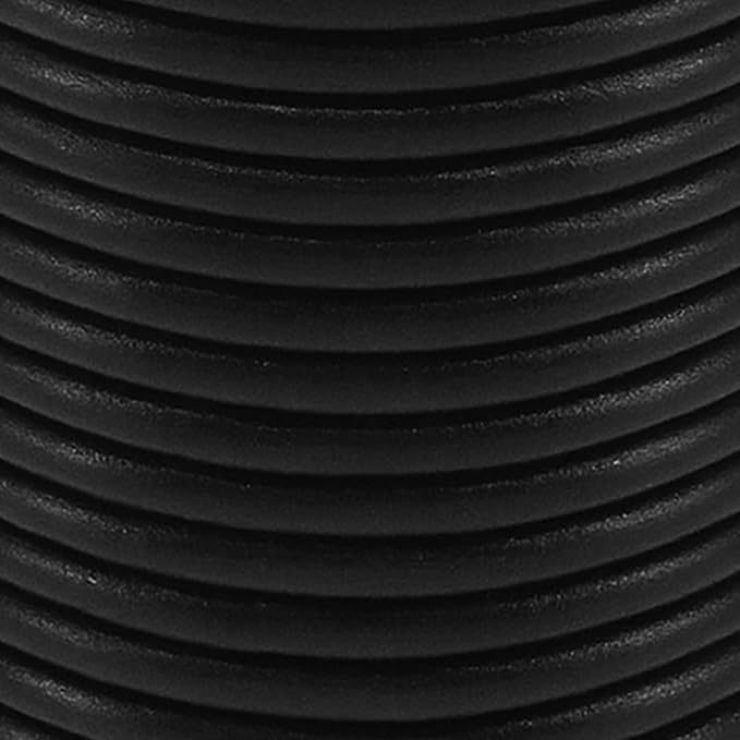 Mandala Crafts Round Cowhide Genuine Black Leather Cord for Jewelry Making Kumihimo Leather Rope Spool - Black String Lace - 20 Yds 3mm Cording